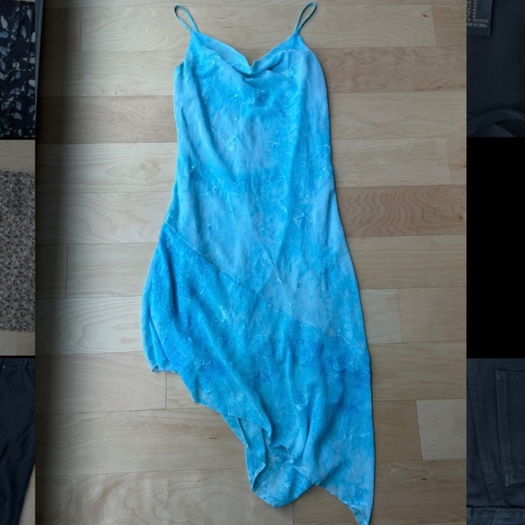 BLUE COWL NECK MIDI DRESS - Picture 4 of 4